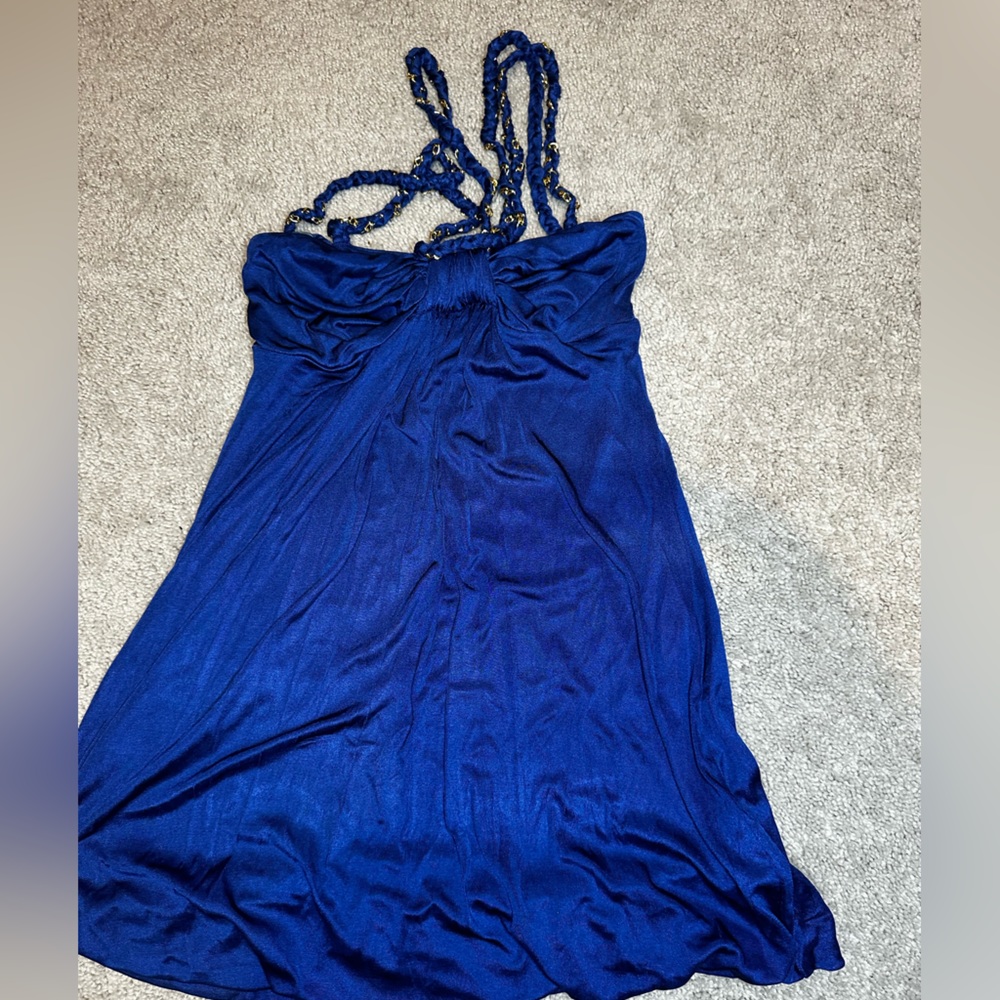 Marciano Women's Blue Backless Long Dress with Spaghetti Straps, Size XS